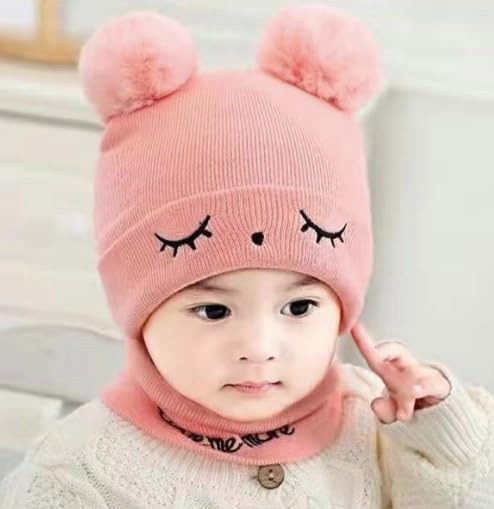 Kids Beanie Wool Cap With Neck Warmer