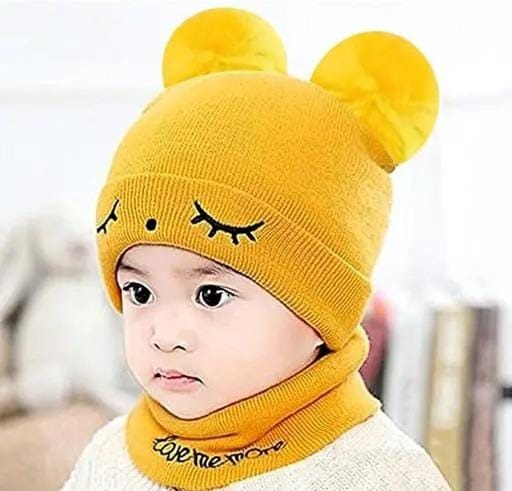 Kids Beanie Wool Cap With Neck Warmer