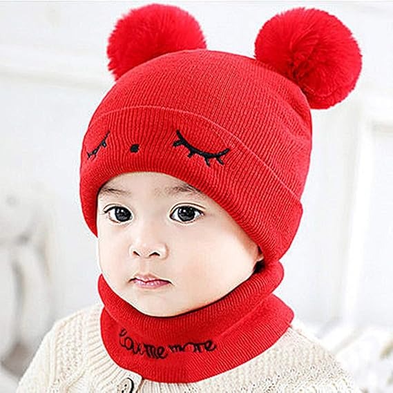 Kids Beanie Wool Cap With Neck Warmer