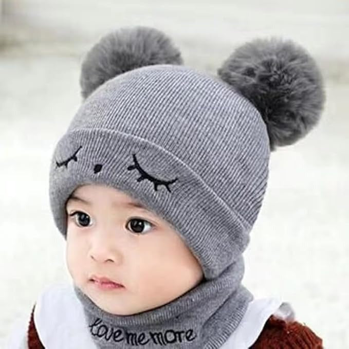 Kids Beanie Wool Cap With Neck Warmer