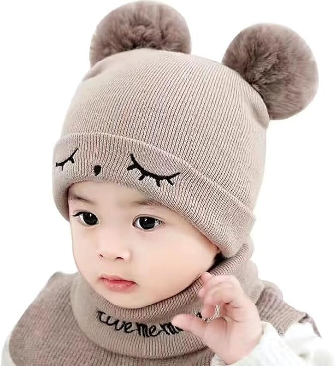 Kids Beanie Wool Cap With Neck Warmer