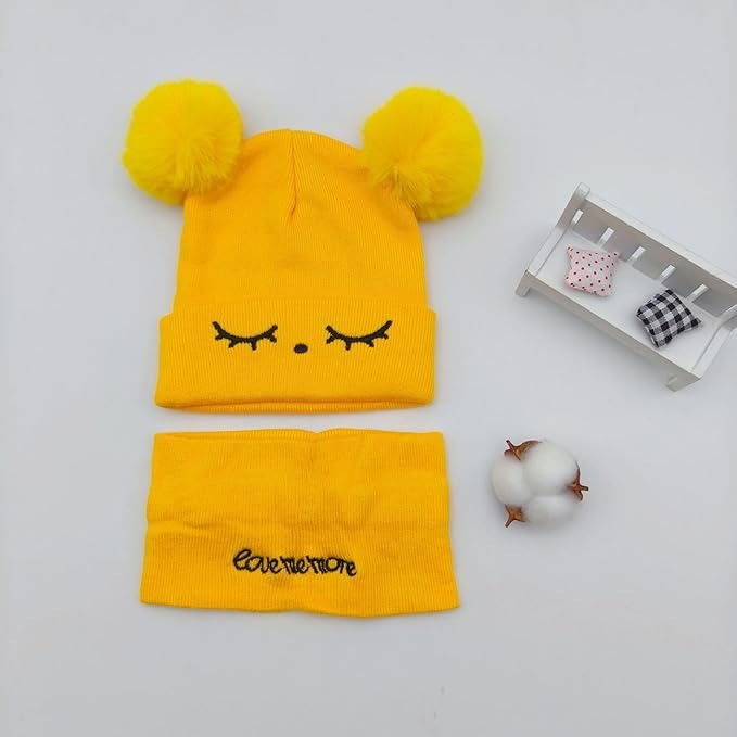 Kids Beanie Wool Cap With Neck Warmer